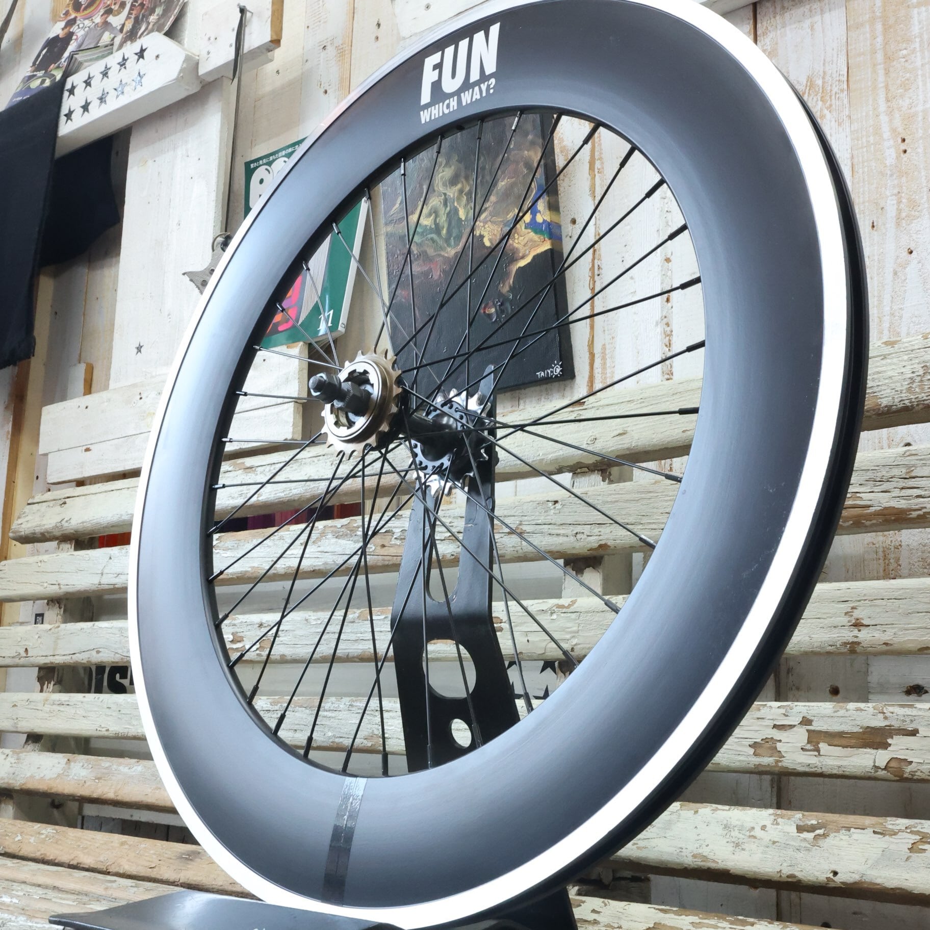 FUN 700C Deep rim 90mm, Black】ディープリム ブラック ピストバイク 