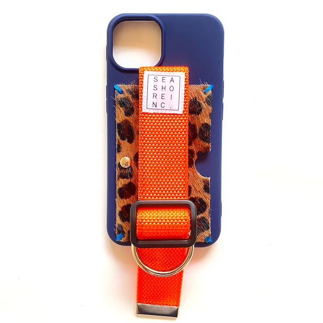 for iPhone【 animal 】navy × neon orange