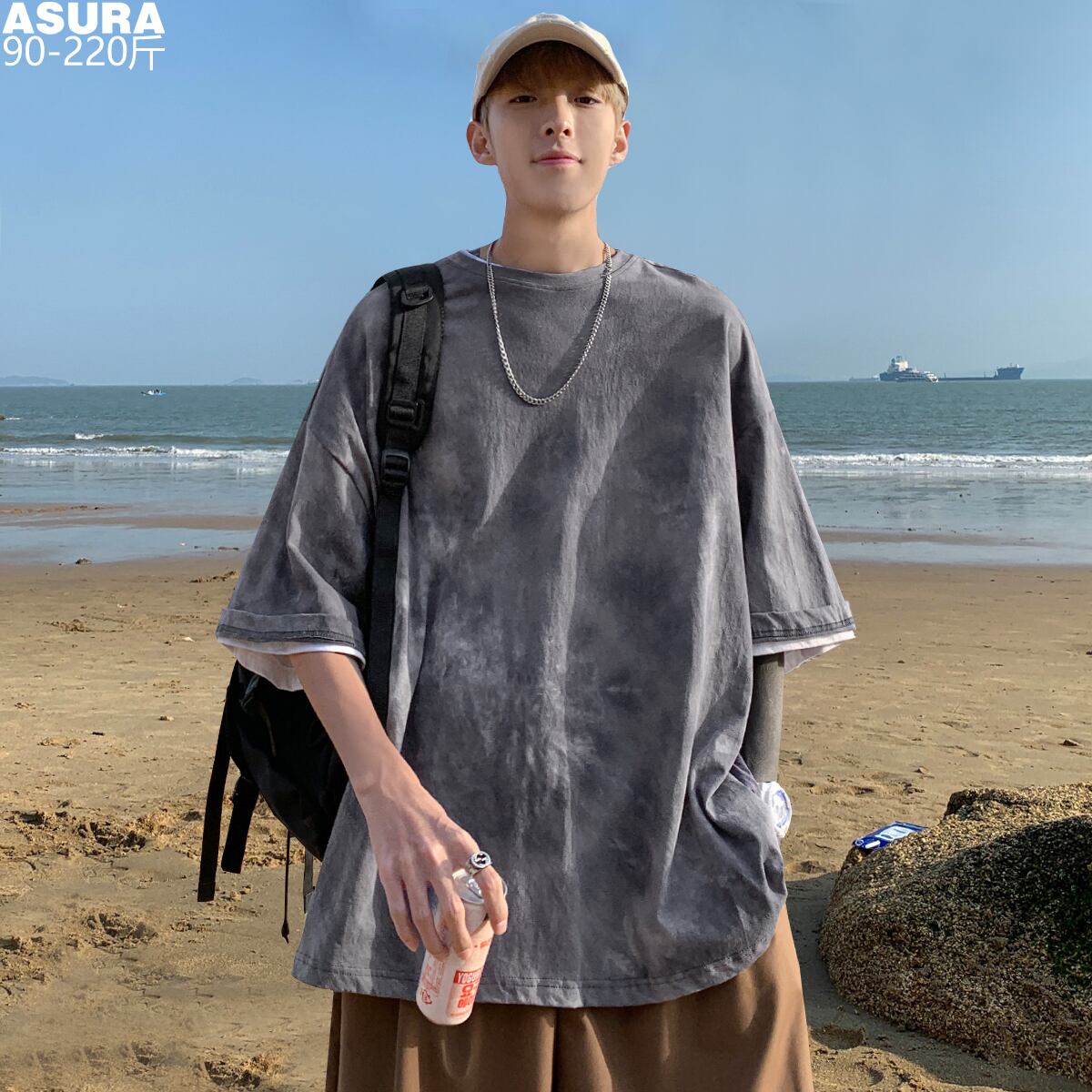 Tシャツ ルーズサマー ストリート 大きめサイズ 夏物 ASURAプラスサイズメンズ51067786211