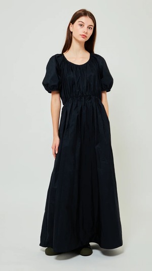 SOFIE D'HOORE -DON- dress w puff sleeves elastic waist :BLACK, :MID NIGHT,