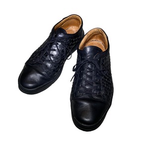 vintage VERSACE black color intrecciato leather sneaker