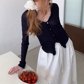 Ajusté Frill Knit Cardigan F0620