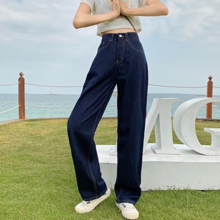 ウェストスリムジーンズ レディースサマー薄手ルーズワイドレッグパンツ 夏物 ワイドパンツ 1号婦人44220001512