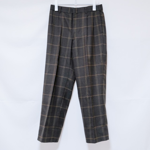 semi wide check slacks / choco check