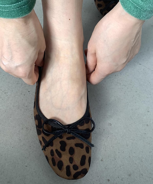 レオパードリボンフラットバレエシューズ PT411