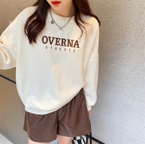 セーター オータムルーズジャケット ラウンドネックトップス ロング ピンク 秋物 Oネック GU_DUO婦人服78416721635