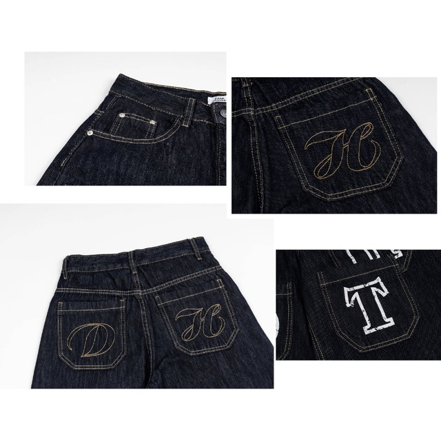 pocket English lettering cropped denim　ポケット英字クロップドデニム　J1910