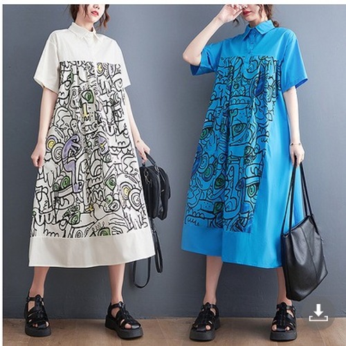 【春夏新作】ファッションワンピース♪ホワイト/ブルー2色展開◆#secmio-229237