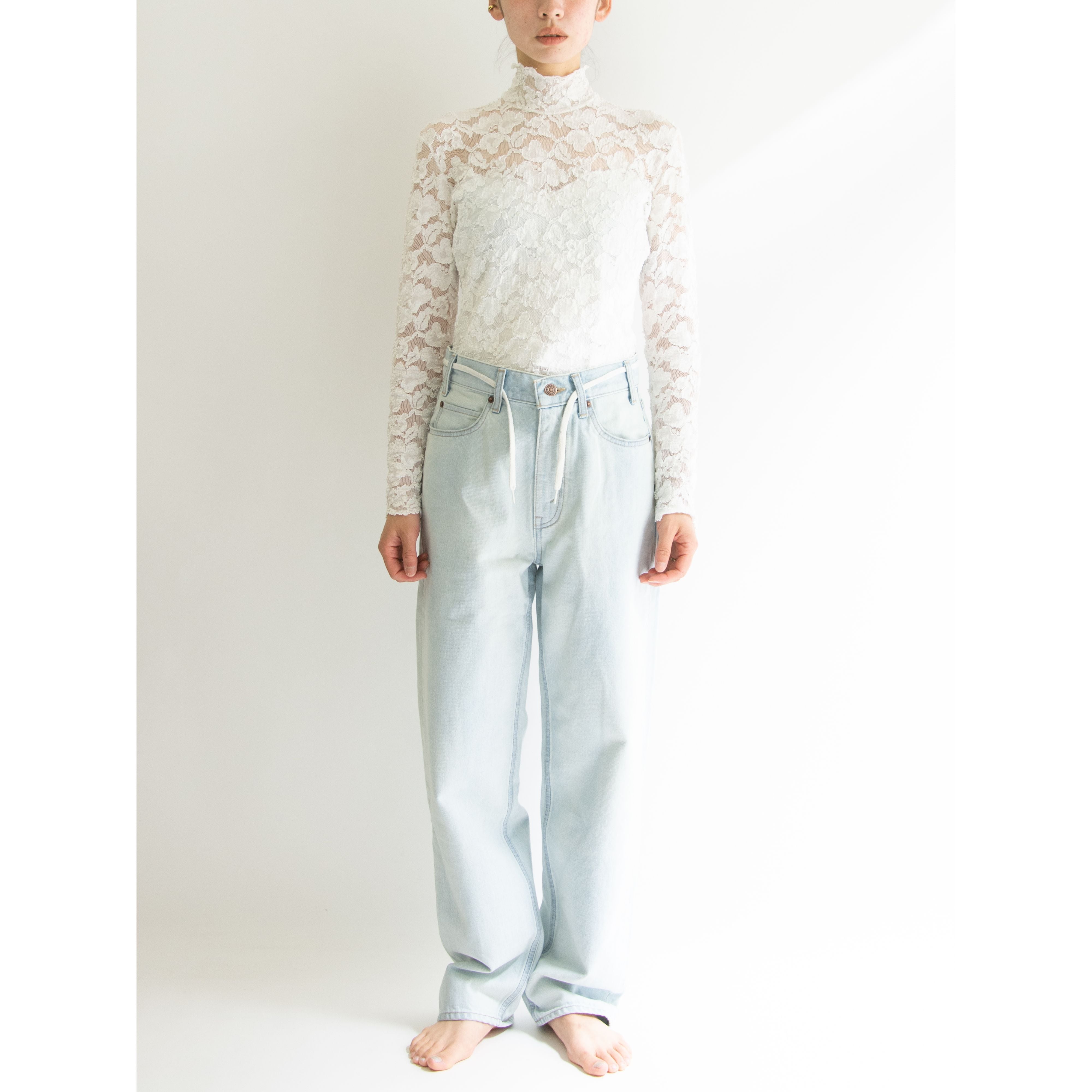 【Hanky Panky】Made in U.S.A. Nylon-Rayon Lace Long Sleeve Top（ハンキーパンキー アメリカ製 ナイロンレーヨン 長袖レーストップ ハイネックプルオーバー）