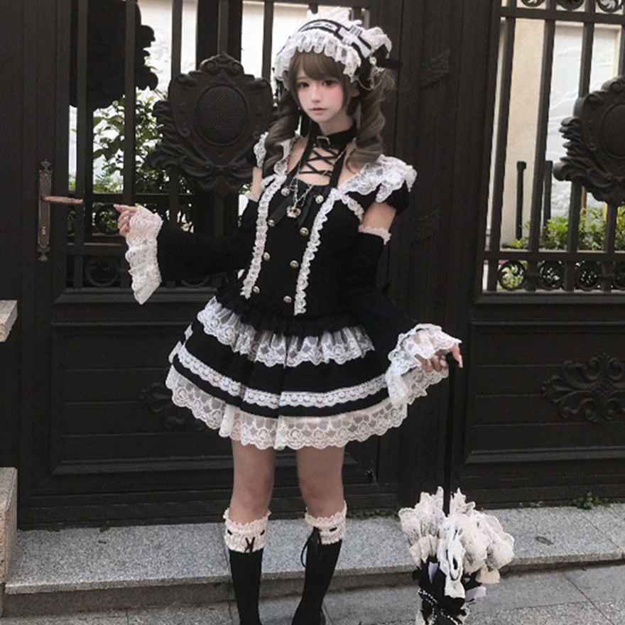 退廃ドールの黒薔薇 ｜十字レースアップゴシックワンピース | ロリータ