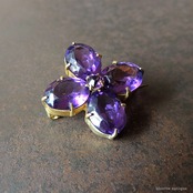 アンティークジュエリー 天然アメシスト 四つ葉のクローバー ブローチ (ソーティングメモ付)