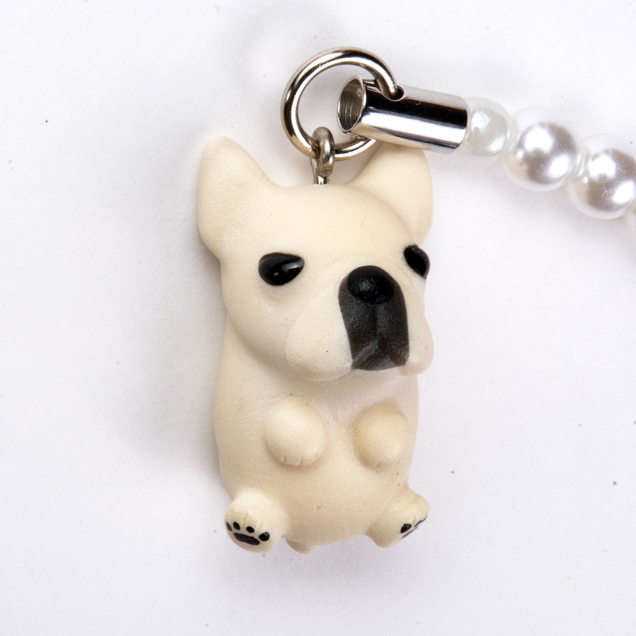 Dog 92 French Bulldog フレンチブルドッグ クリームホワイト ビーズ ストラップ DN-1502