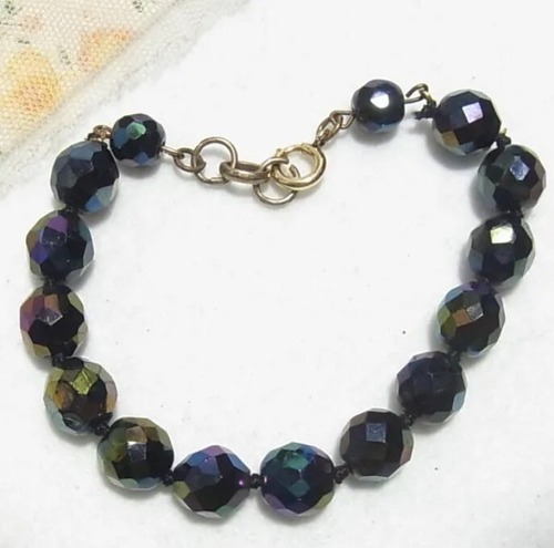 濃紺色のガラスビーズのブレスレット アクセサリーのセール通販　11256BR