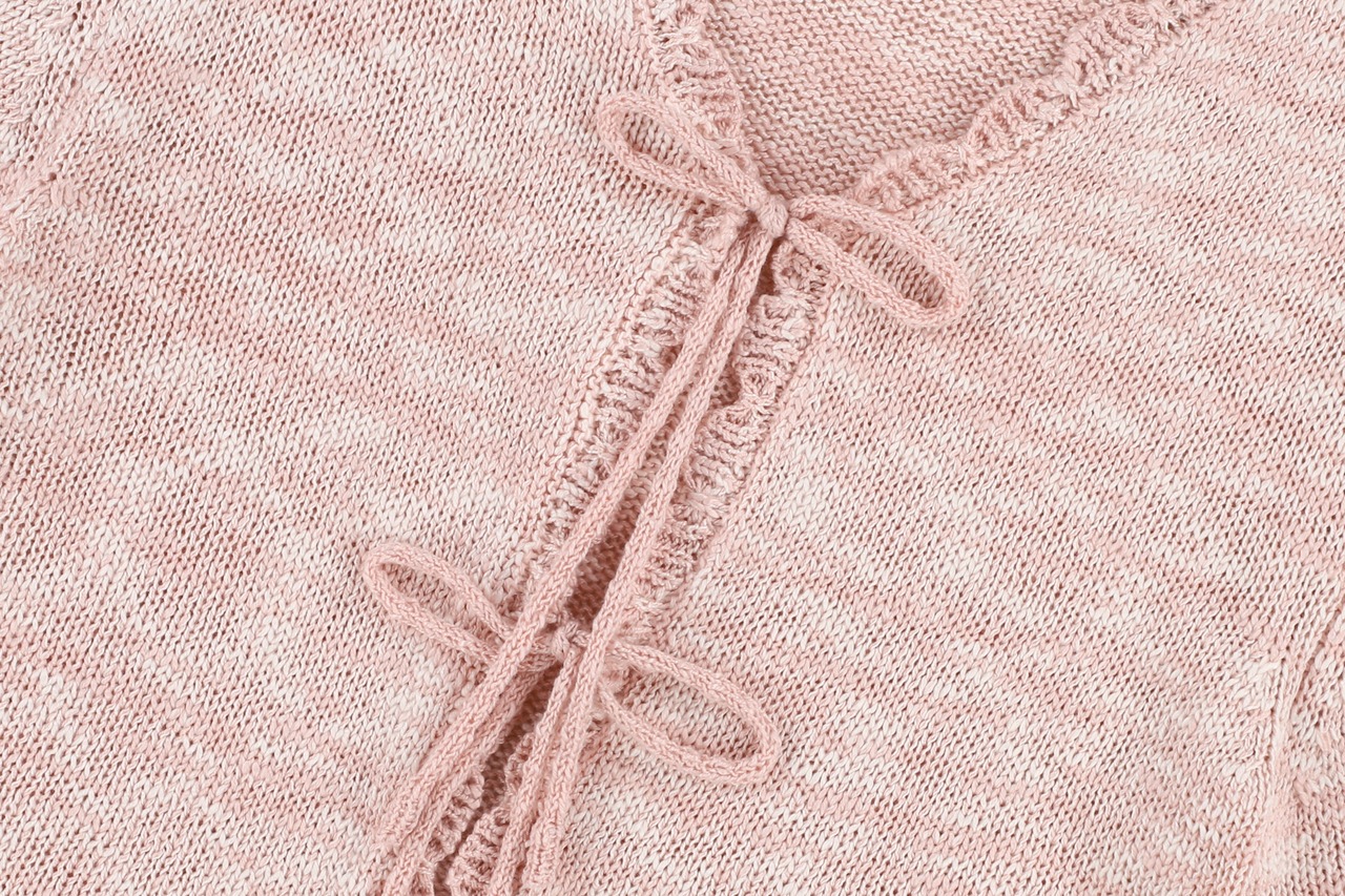 DOUBLE RIBBON LACE CARDIGAN_PINK