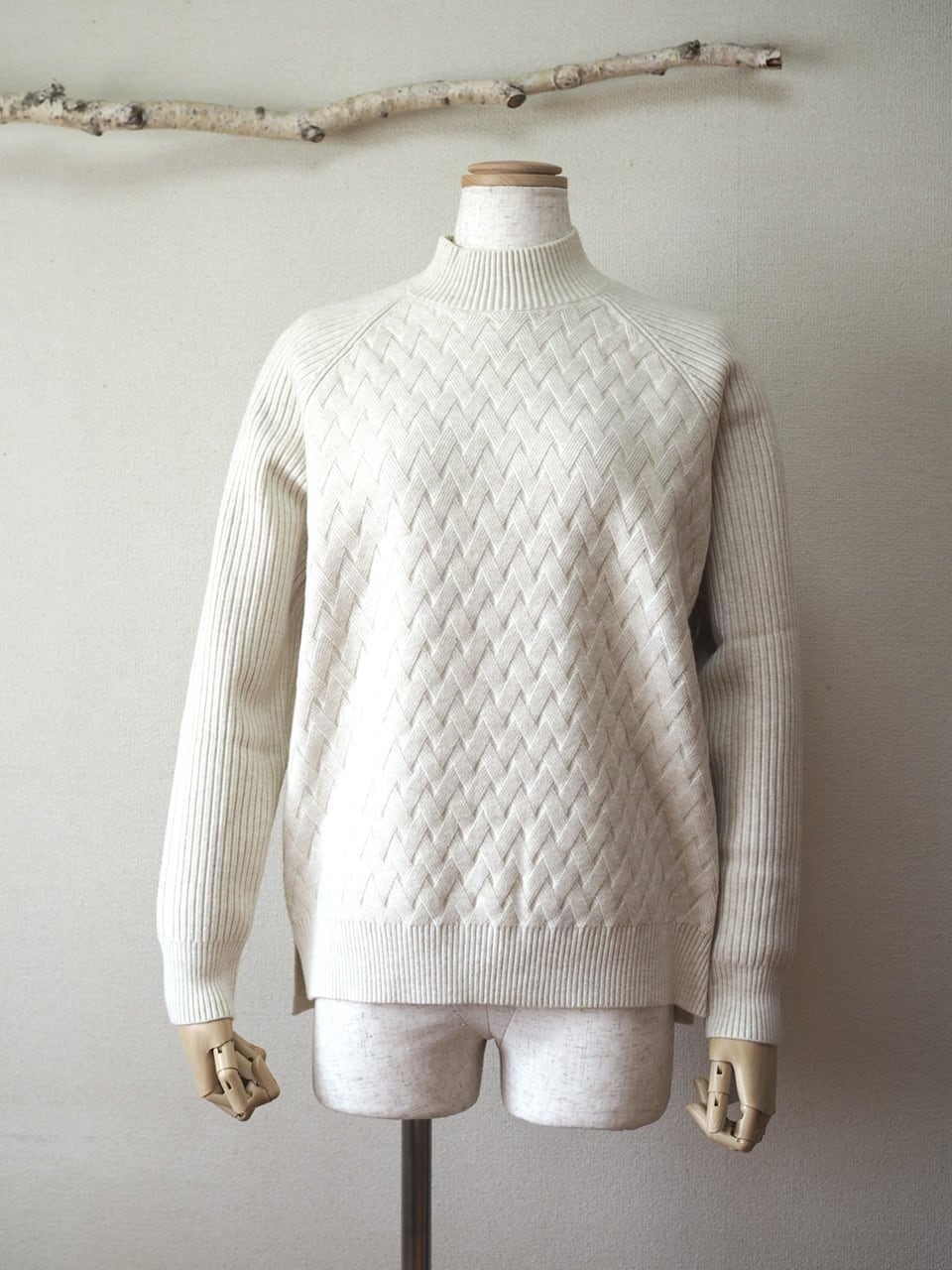 柄編みリブニット <オフホワイト>