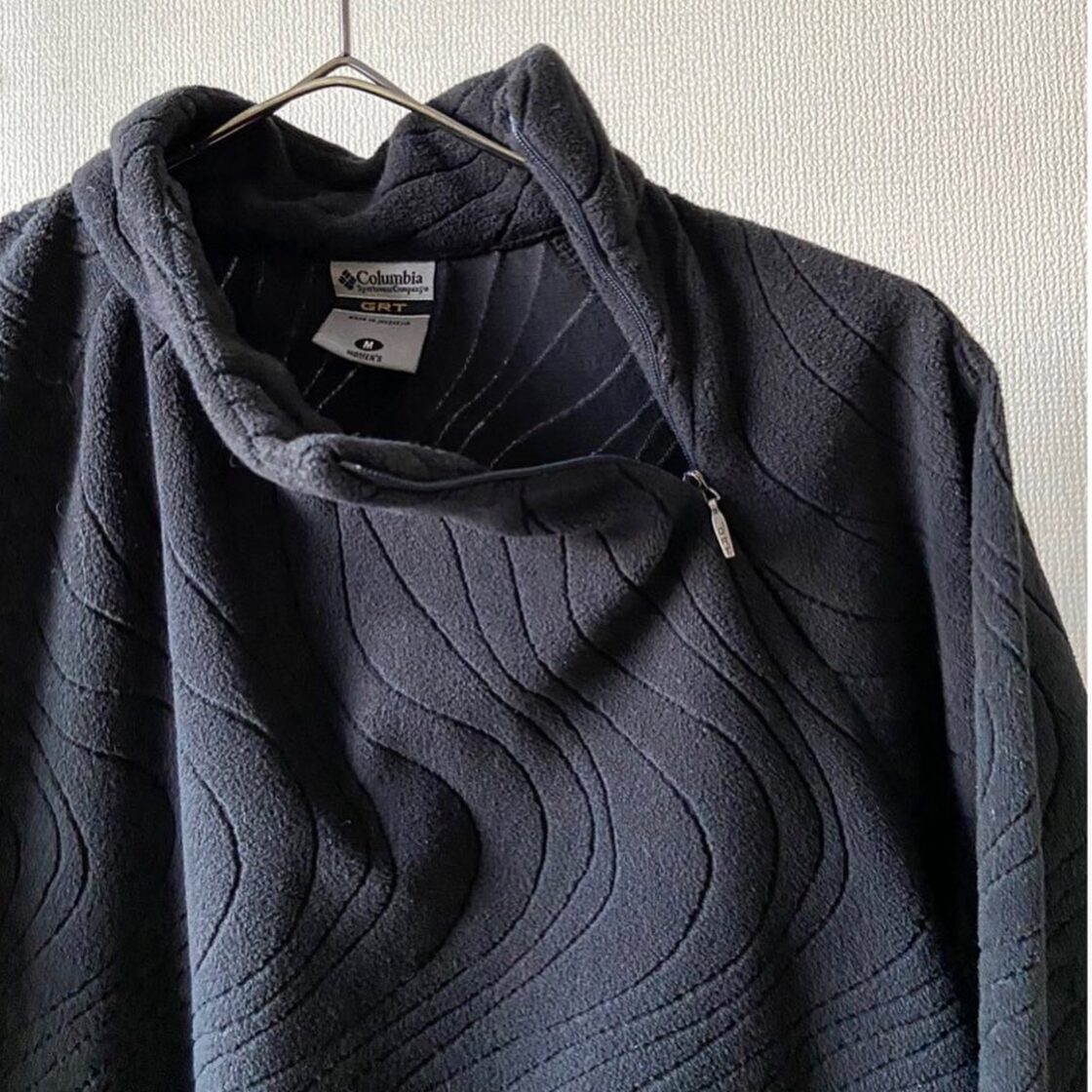 00s columbia grt omni dry all black shoulder zip high neck fleece 