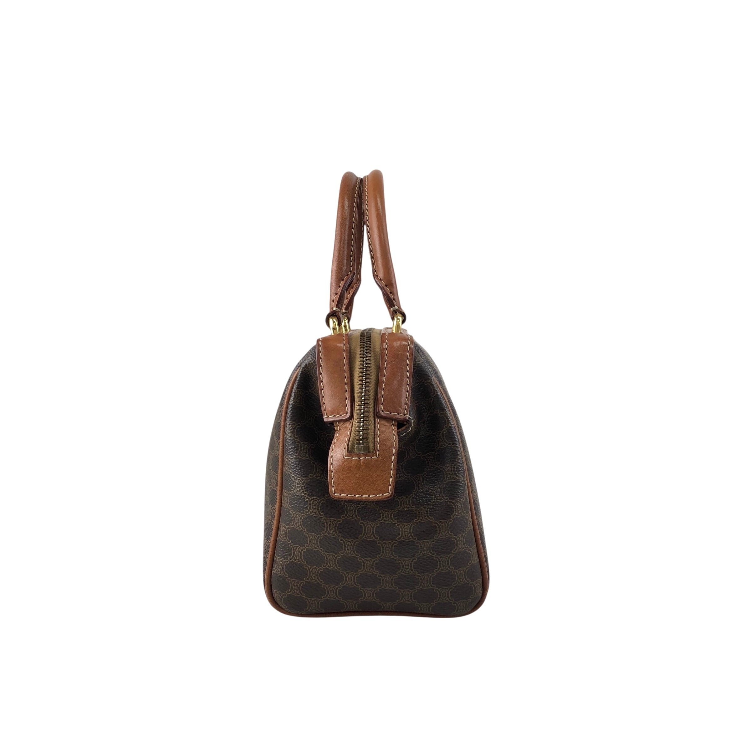 CELINE セリーヌ マカダム ショルダーバッグ ブラウン PVC レザー 2way