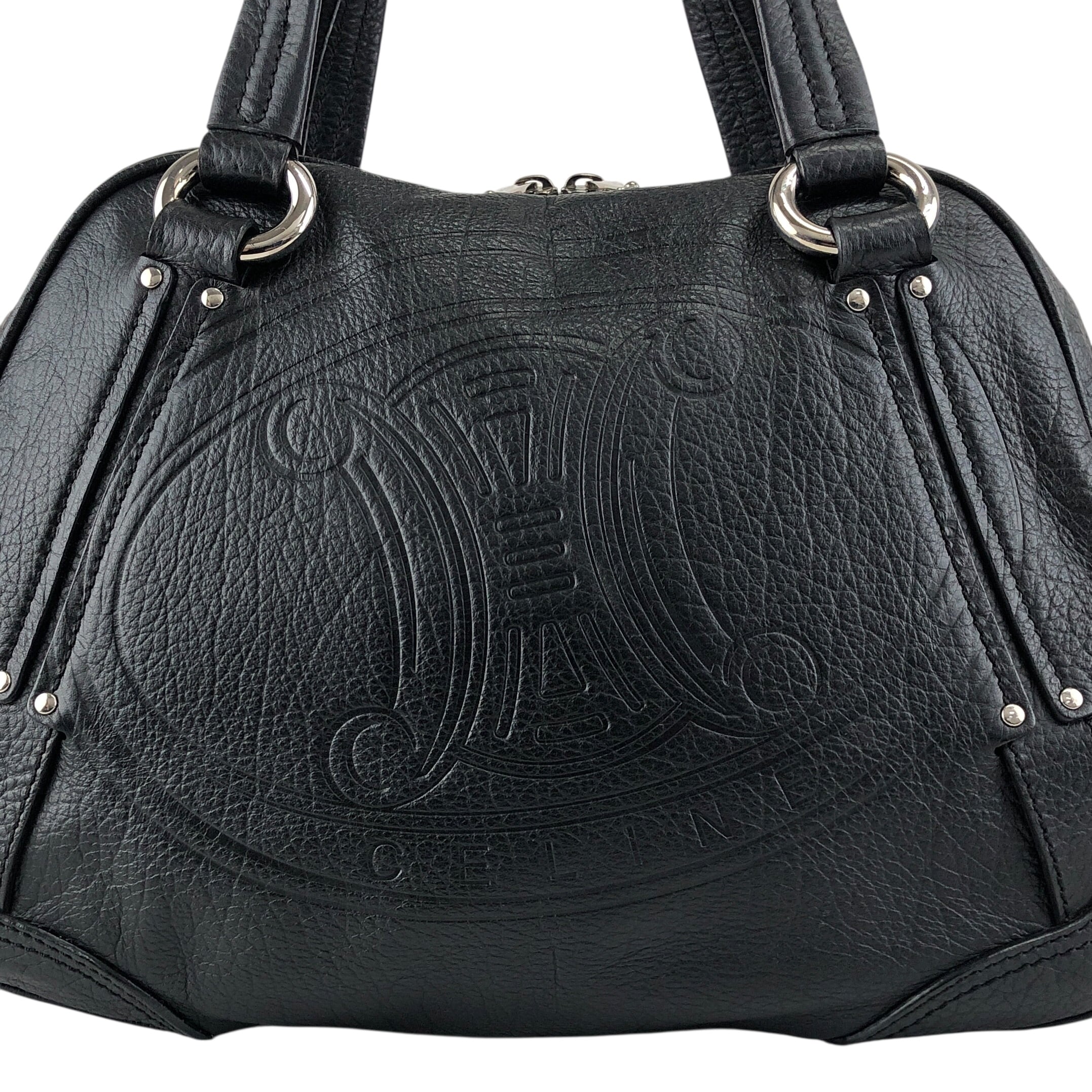 CELINE セリーヌ ハンドバッグ ブラック ブラゾン型押し レザー ミニ