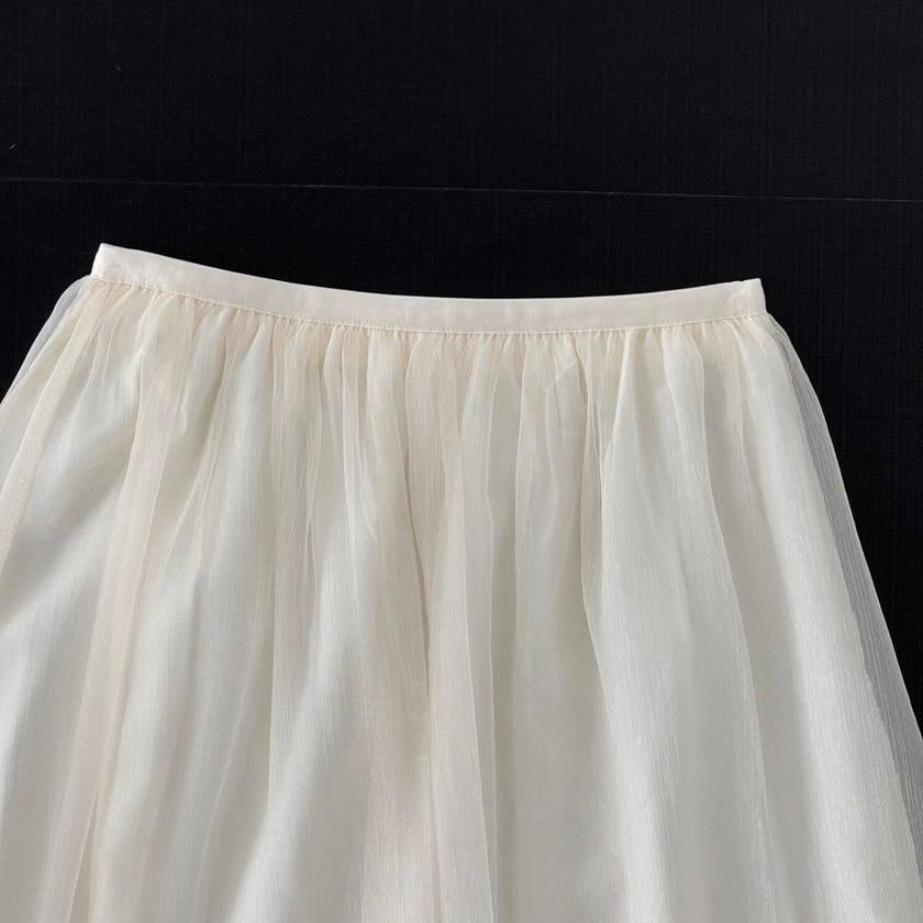 lace-trimmed tiered tulle skirt | colorer