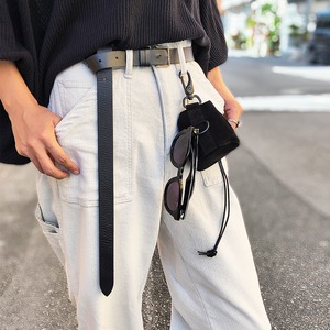 【再入荷】ヌバックレザーミニ巾着 オールブラック オールレザー キーケース 小物入れ モード 革 皮 ユニセックス 【fm-nubuck1】