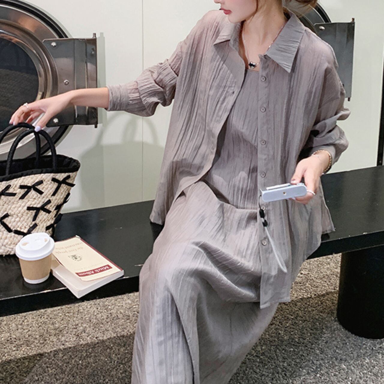 Long sleeve shirt & dress set S1225