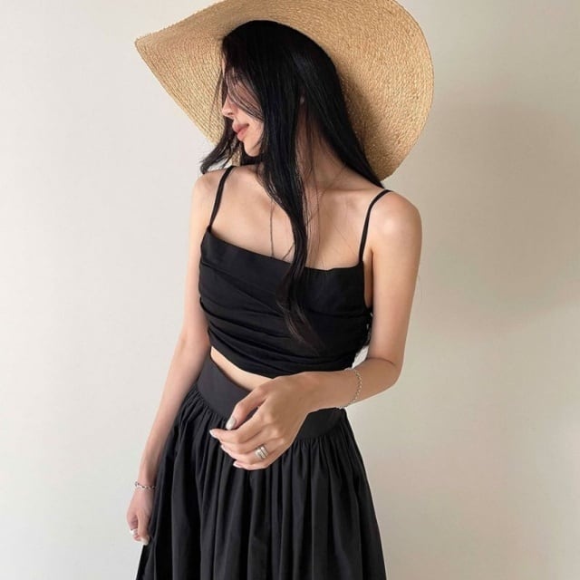 予約販売】セットアップ レディース ロングスカート ブラック ハイ