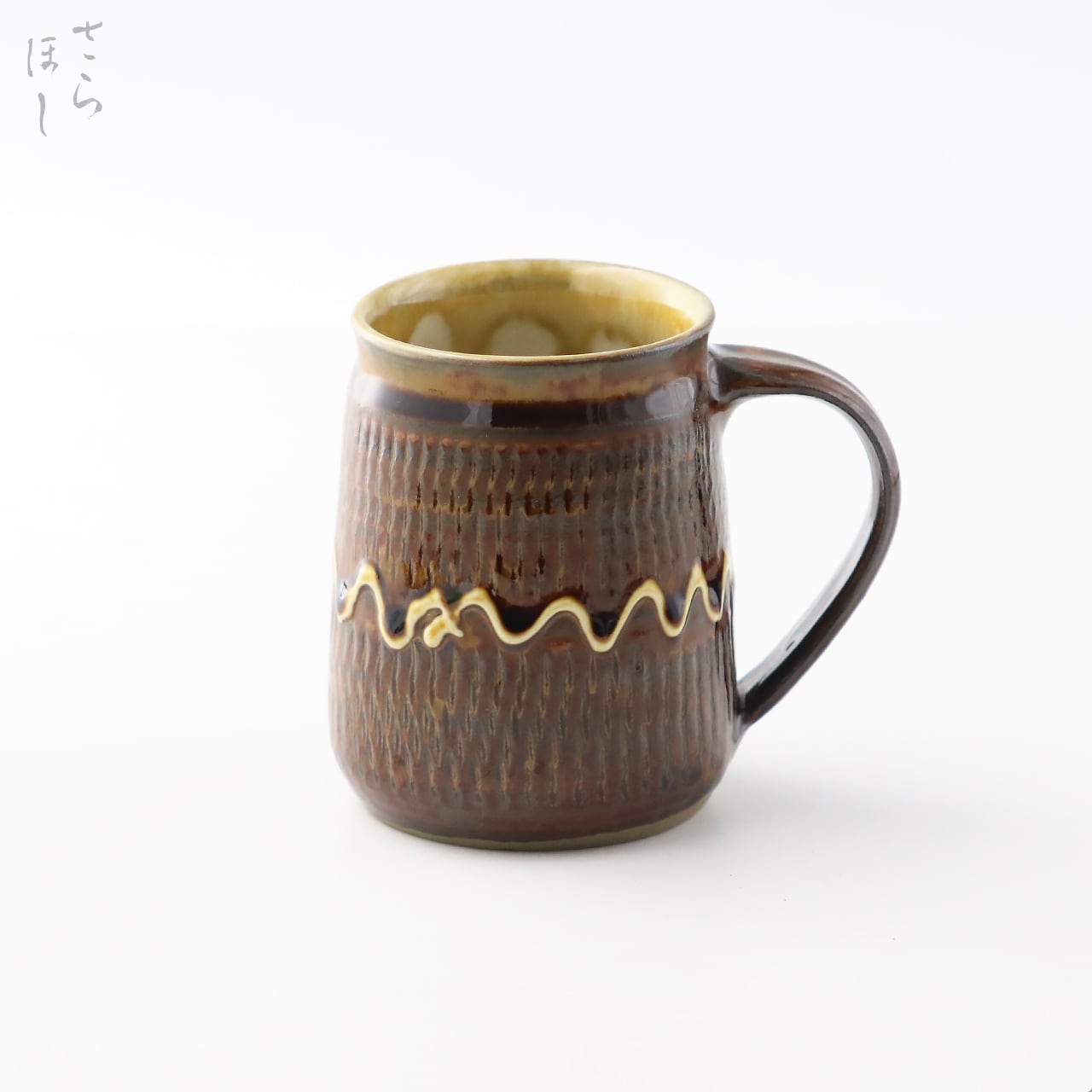 小鹿田焼 小袋窯【コーヒーカップ＆ソーサーセット】黒白掛分け 陶器