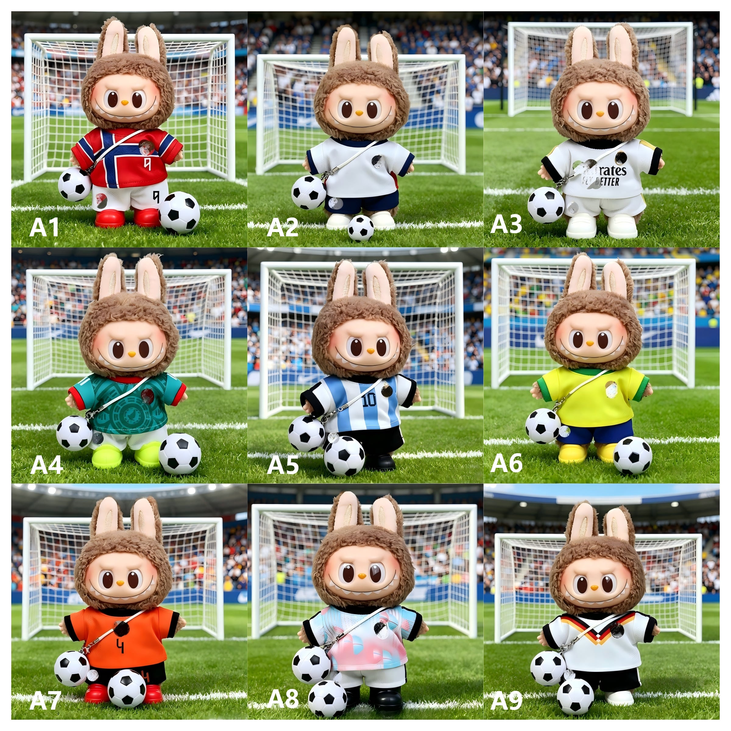 Labubu 1-3世代用 サッカー トップス+パンツ+ボールチャーム+シューズ
