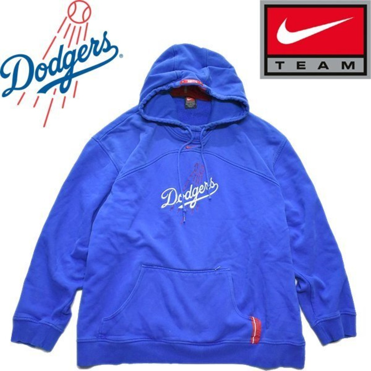 1点物◇ナイキNIKE×MLBドジャース青スウェットパーカー古着XXLメンズ 