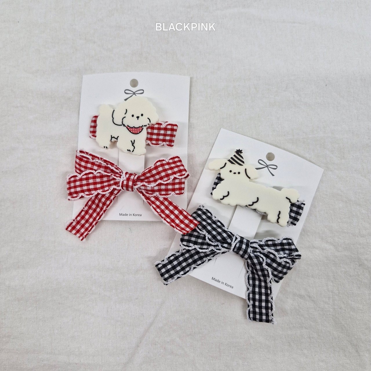 [BLACKPINK] Accessory) Checkered Dog 2-Piece Set-up / [블랙핑크] 악세)체크강아지2종세트