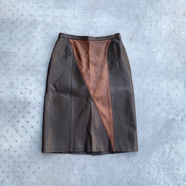 bi-color leather skirt
