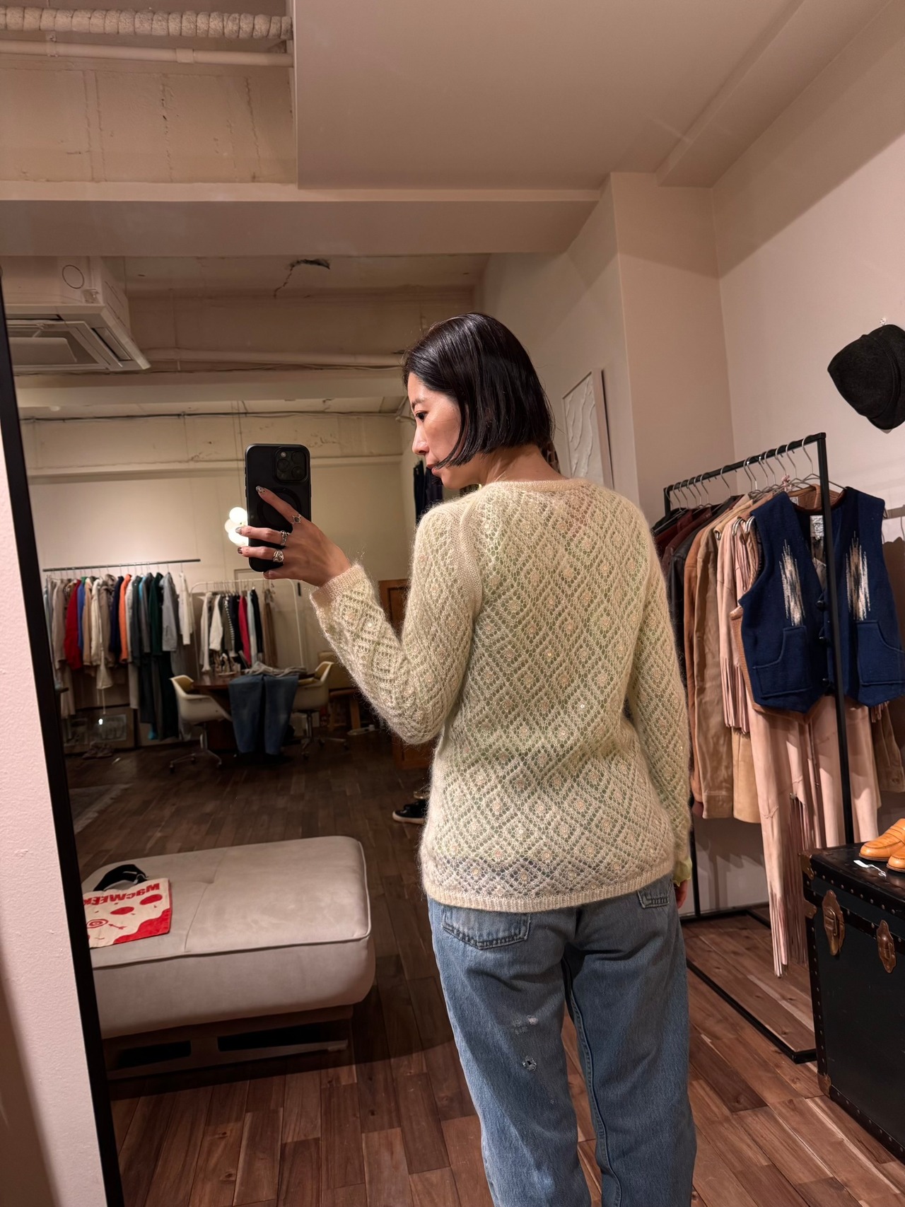 BANANA REPUBLIC Mohair Blend Openwork Cardigan