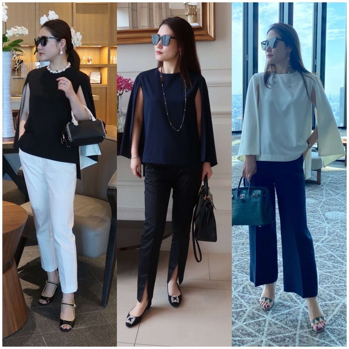 サトカ calla トップス ブラウス 長袖 スリットスリーブ クルーネック