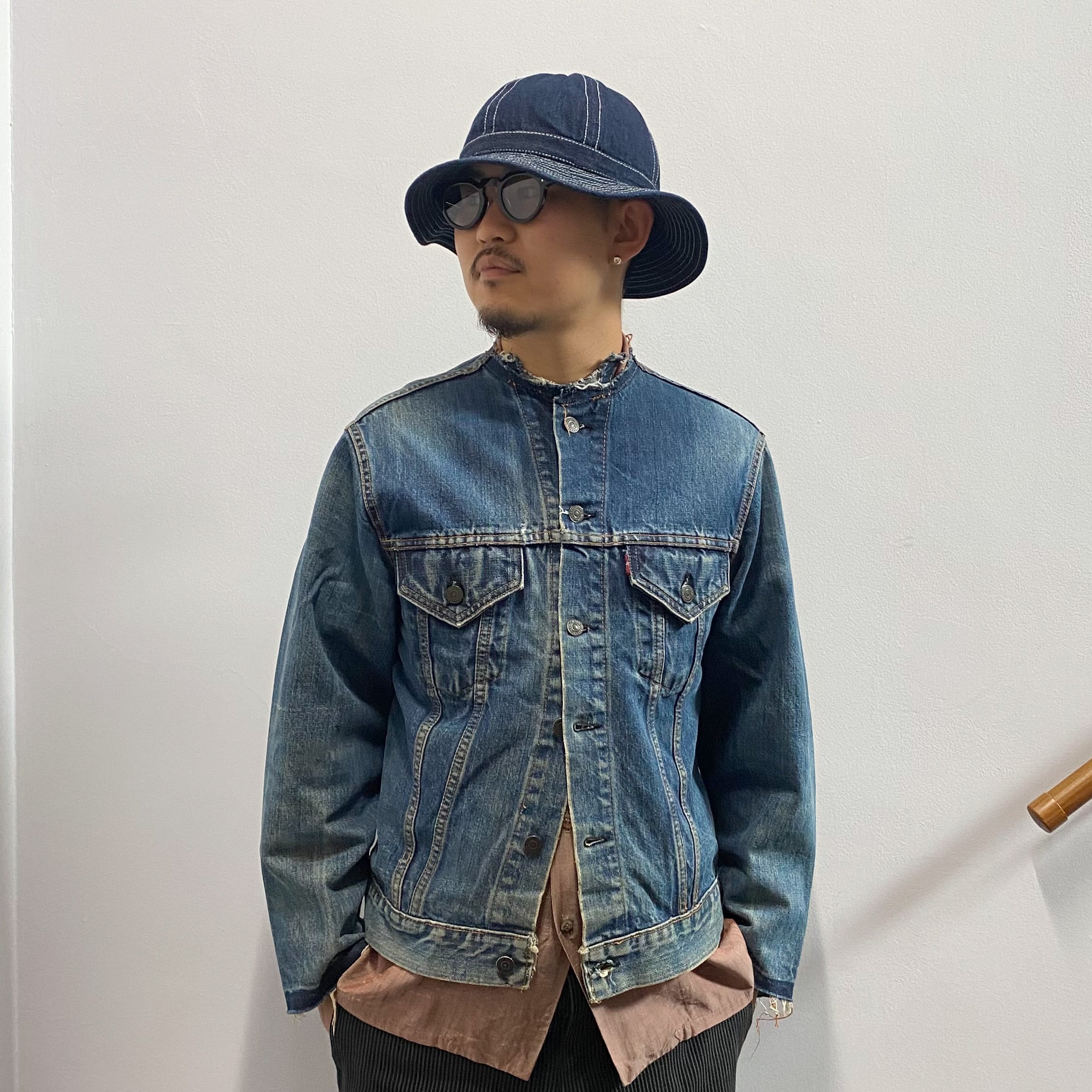 60-70's Levi's 70505 BigE Cut Off Denim Jacket 42 / リーバイス ビッグE デニムジャケット  カットオフ ノーカラー ブルゾン インディゴ Gジャン 古着 ヴィンテージ