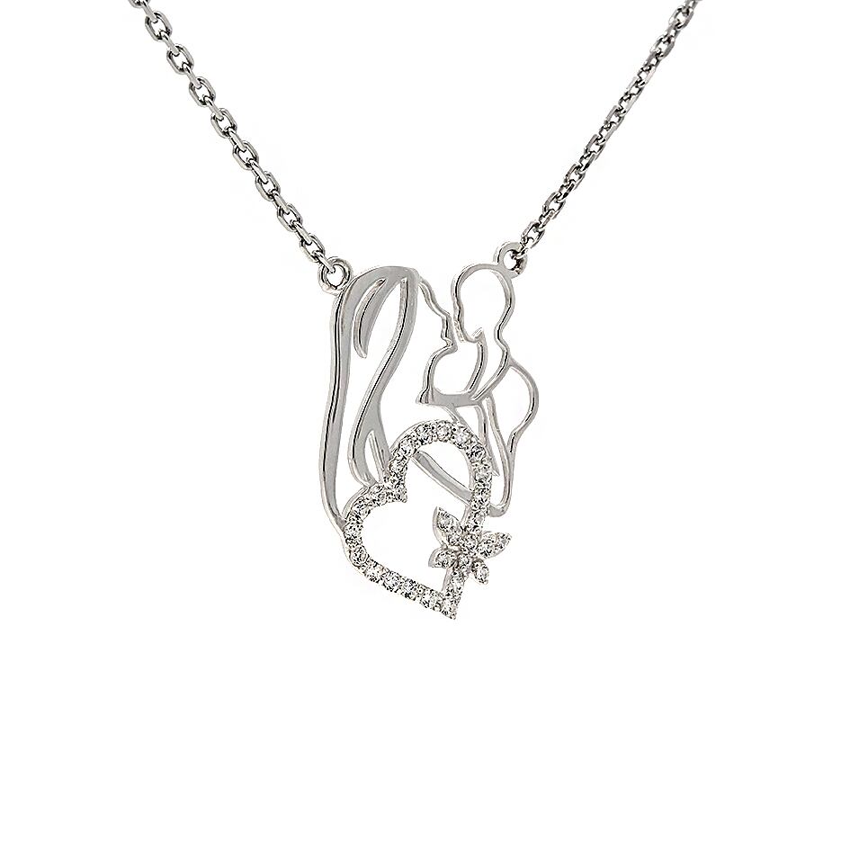 【親子ネックレス】SV925 ネックレス 親子ネックレス ペンダント シルバー SV925 キュービック モアサナイト 天然ダイヤモンド