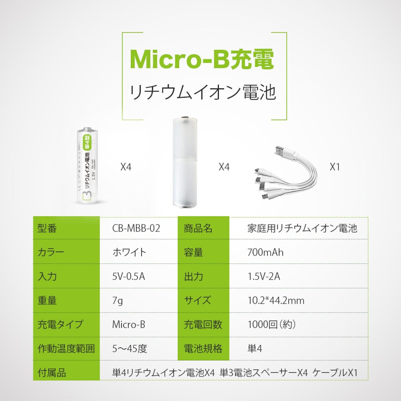 単4形リチウムイオン電池