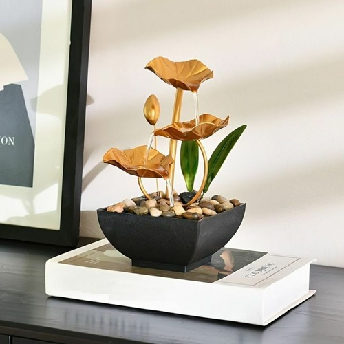 ハスの卓上噴水 自動ポンプ付き 3 段噴水 ２色展開 リラクゼーション