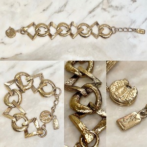 vintage YSL ○◇ link gold color metal bracelet