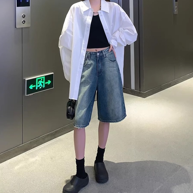 デニムハーフワイドパンツ 1color APA0049