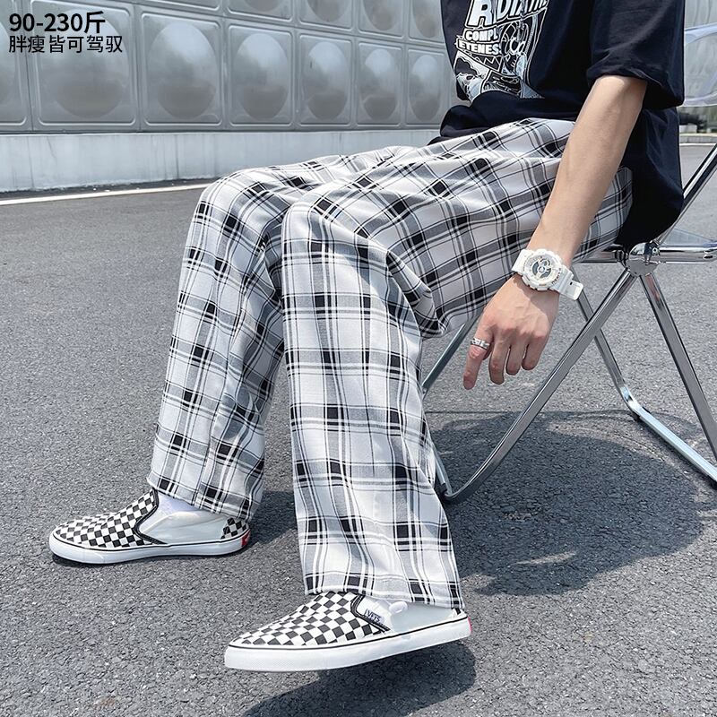 ギャザー格子柄パンツ オータムスタイルルーズカジュアルロング ストリート 大きめサイズ 秋物 ヒップホッププラスサイズ8865460640