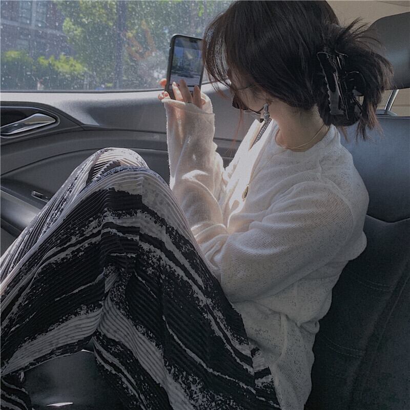 パンツ ルーズスプリングプリーツハイウェスト薄手 春物 ブラックストロベリース92458025690