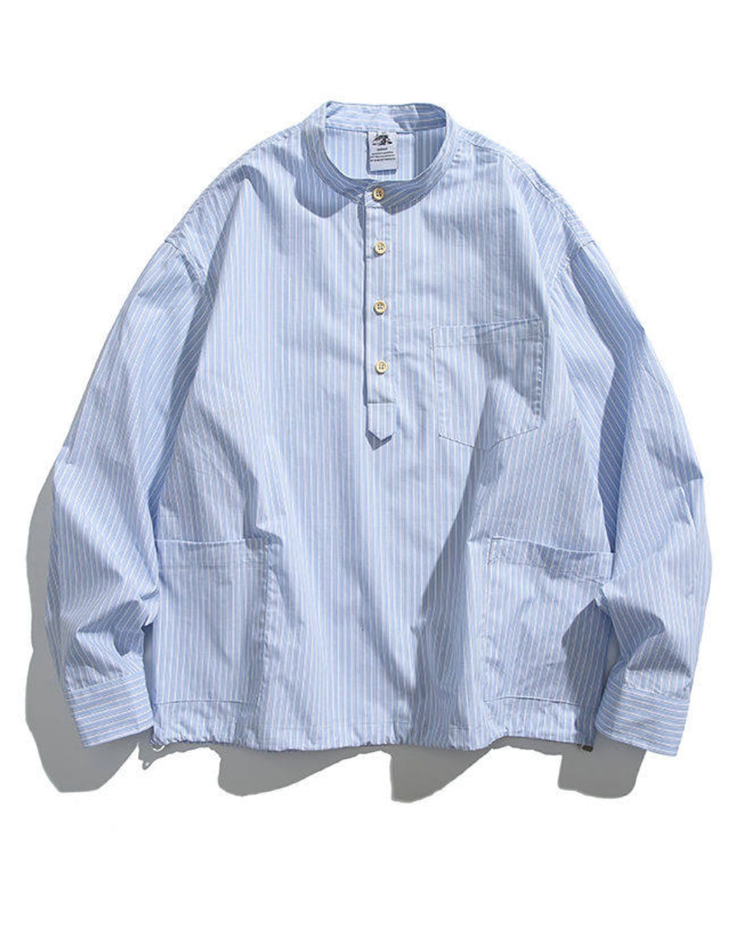 バンドカラー ボタンフロント 長袖 シャツ S0335