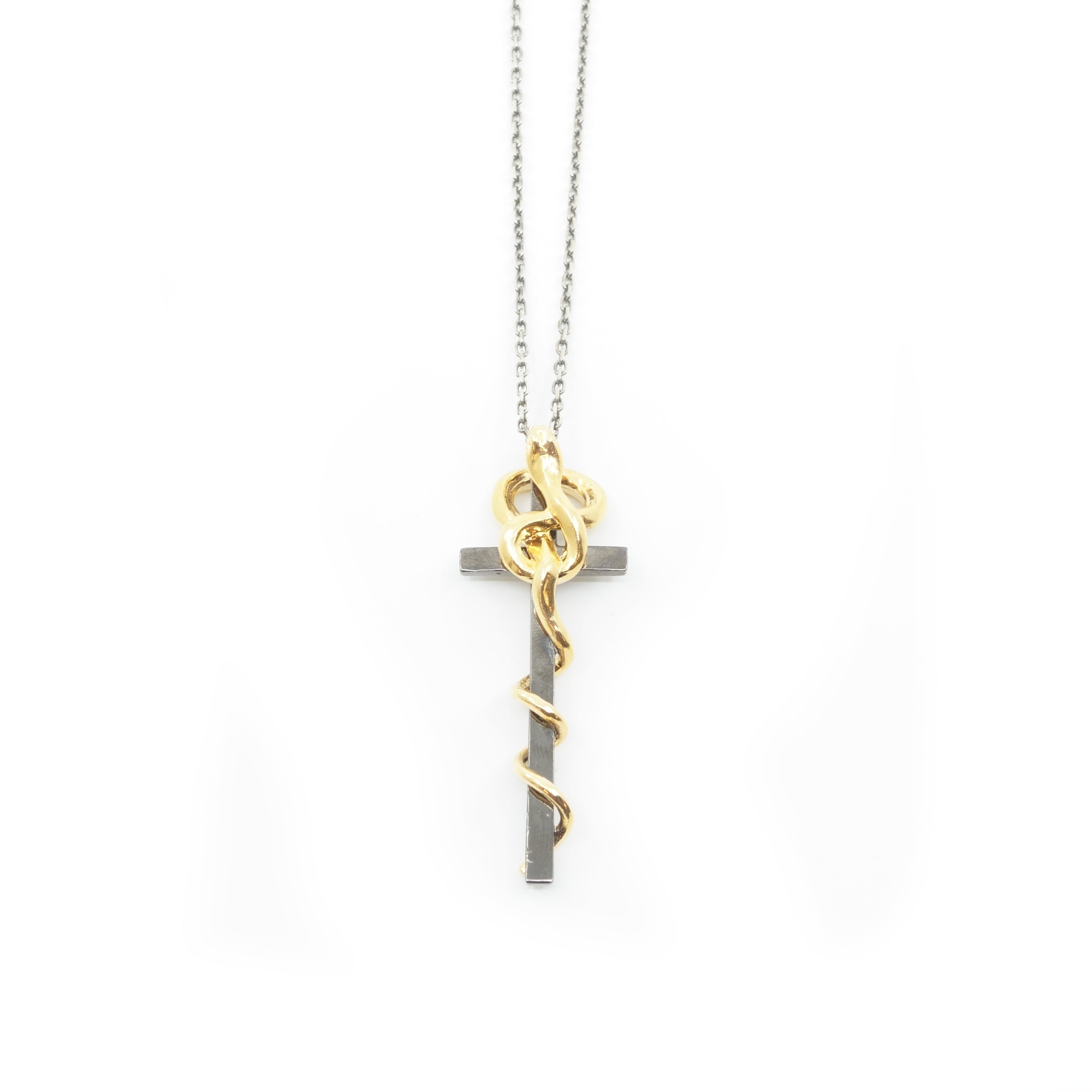 美品 gundaステルスクロスネックレス シルバー / 黒 ネックレス gunda - ステルスクロスネックレス / シルバー / STEALTH CROSS