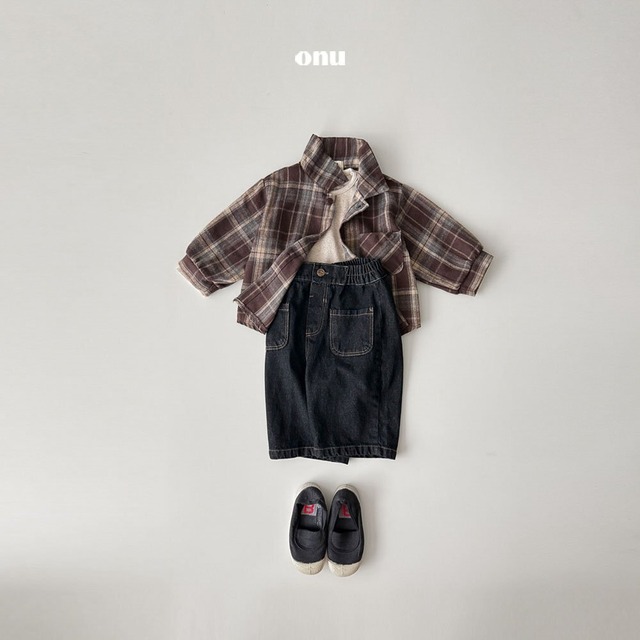 [ onu kids ] outumn check shirt