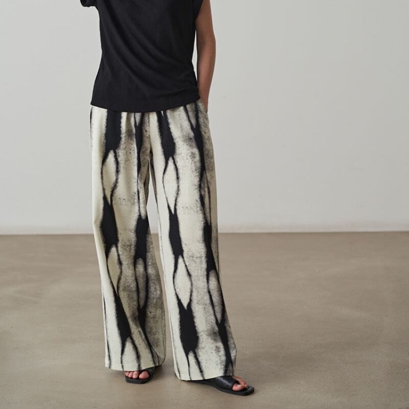 Printed Pattern Wide Long Pants 204711