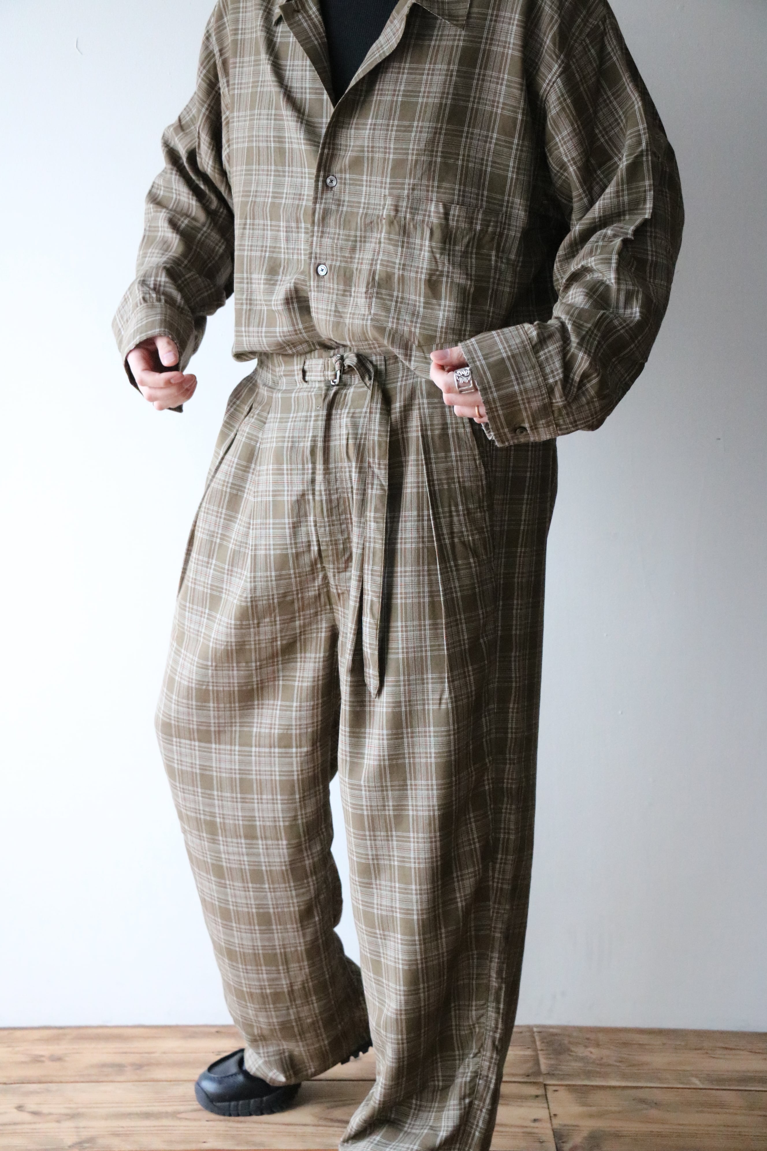 アンセルム　チェックスラックス Ancellm -AGING CHECK BELT-LESS SLACKS- / ANC-PT104 / アンセルム