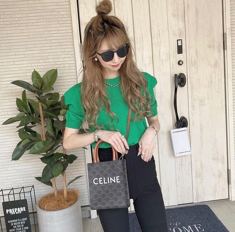 グリーンcolorサマーニットトップス