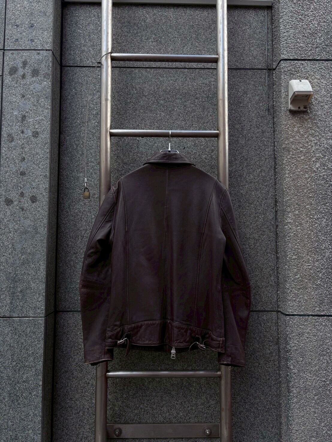 00s KATHARINE HAMNETT lamb leather wzip single riders jacket/00
