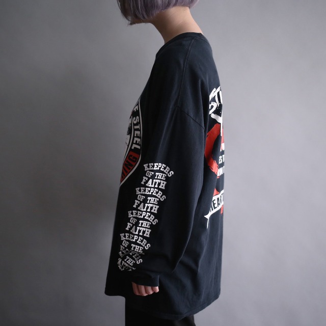 back sleeve front good printed l/s tee