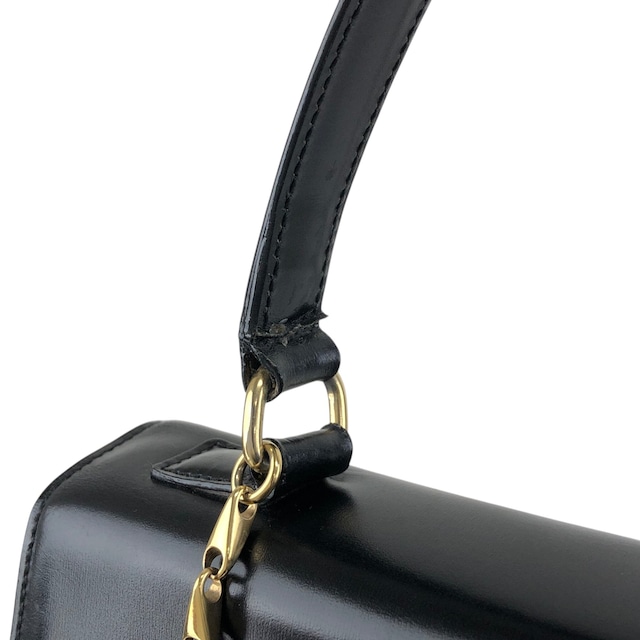 CELINE セリーヌ ハンドバッグ ブラック ガンチーニ マンテル レザー vintage ヴィンテージ オールド gpjwxc